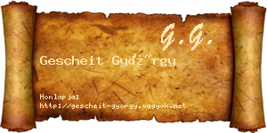 Gescheit György névjegykártya