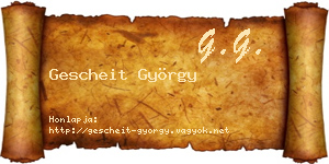 Gescheit György névjegykártya